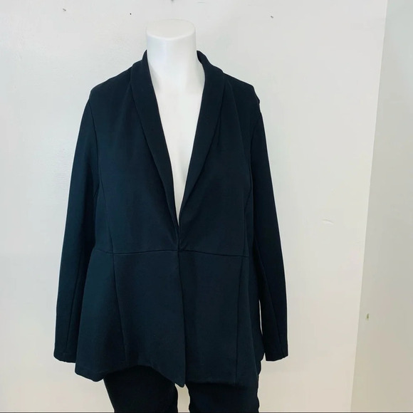 Torrid Blazer Jacket  4X Stretch Knit Black Peplum Classic Career Business Basic - Picture 1 of 12